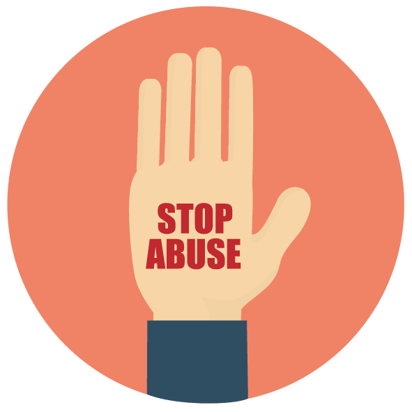 Hand symbol showing stop abuse